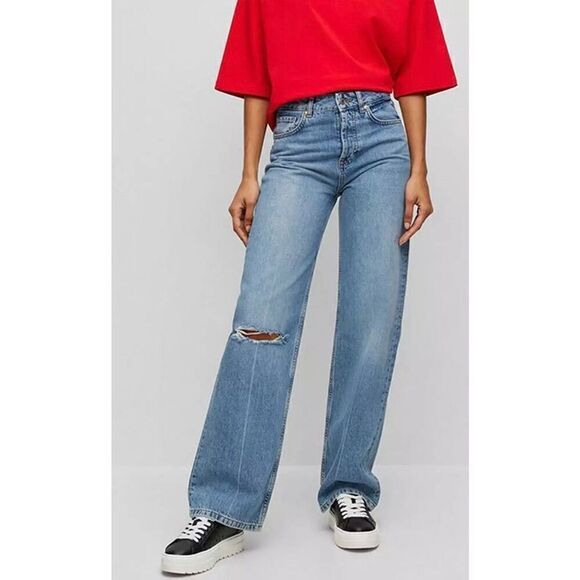 HUGO BY HUGO BOSS NWT Women's 937-2 Wide Leg Jean Straight Jean 27 - Picture 7 of 8